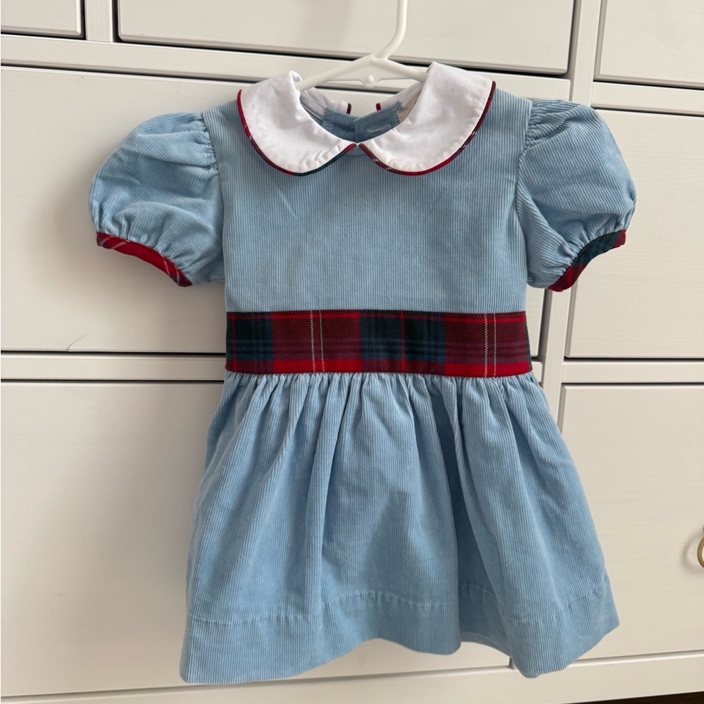The Beaufort Bonnet Company Blue and Red Plaid Kids Formal Dress